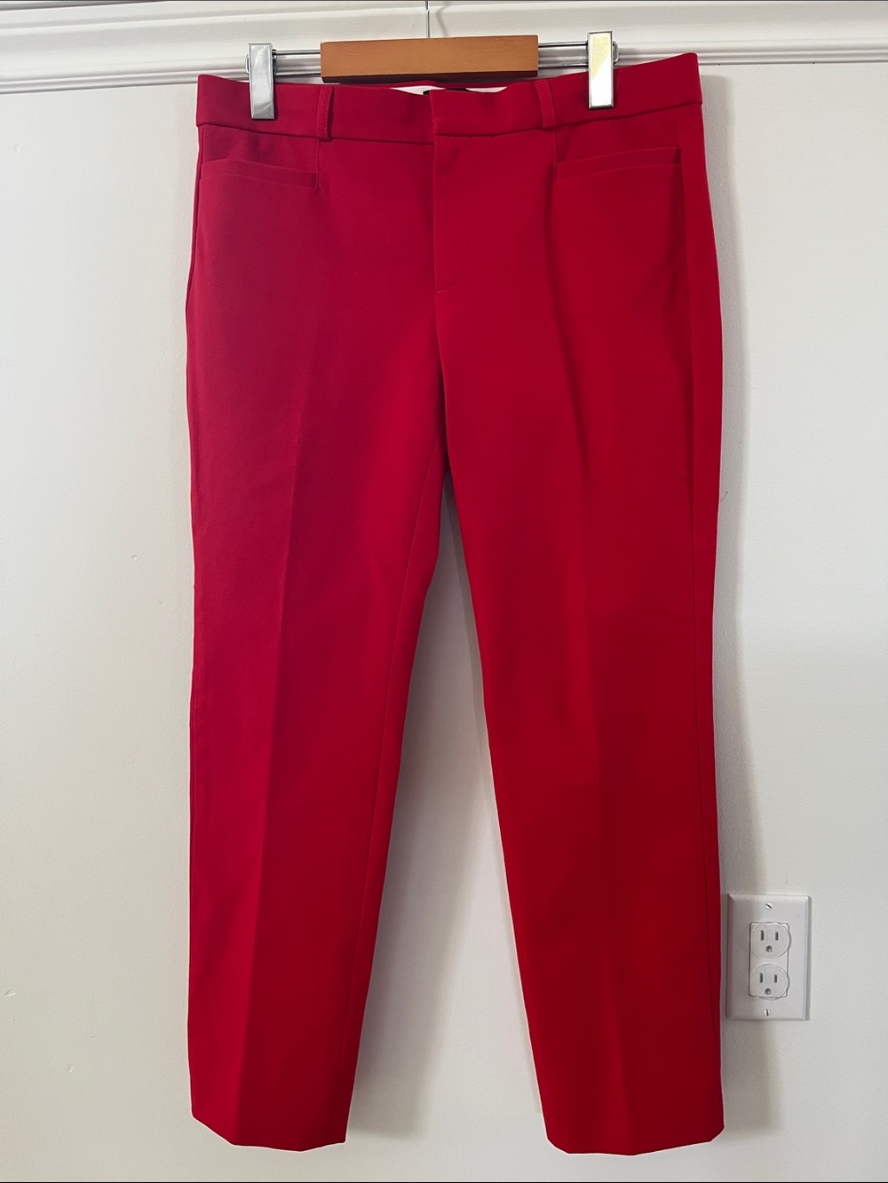 Banana Republic Sloan Red Tailored Straight-Leg Trousers Size 8 - Picture 3 of 13